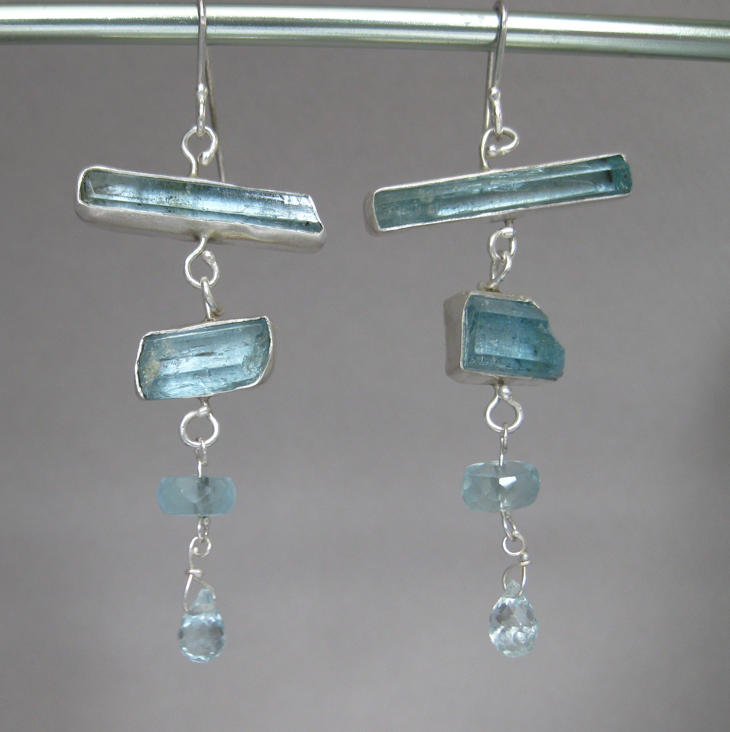 Raw Aquamarine Crystal Earrings