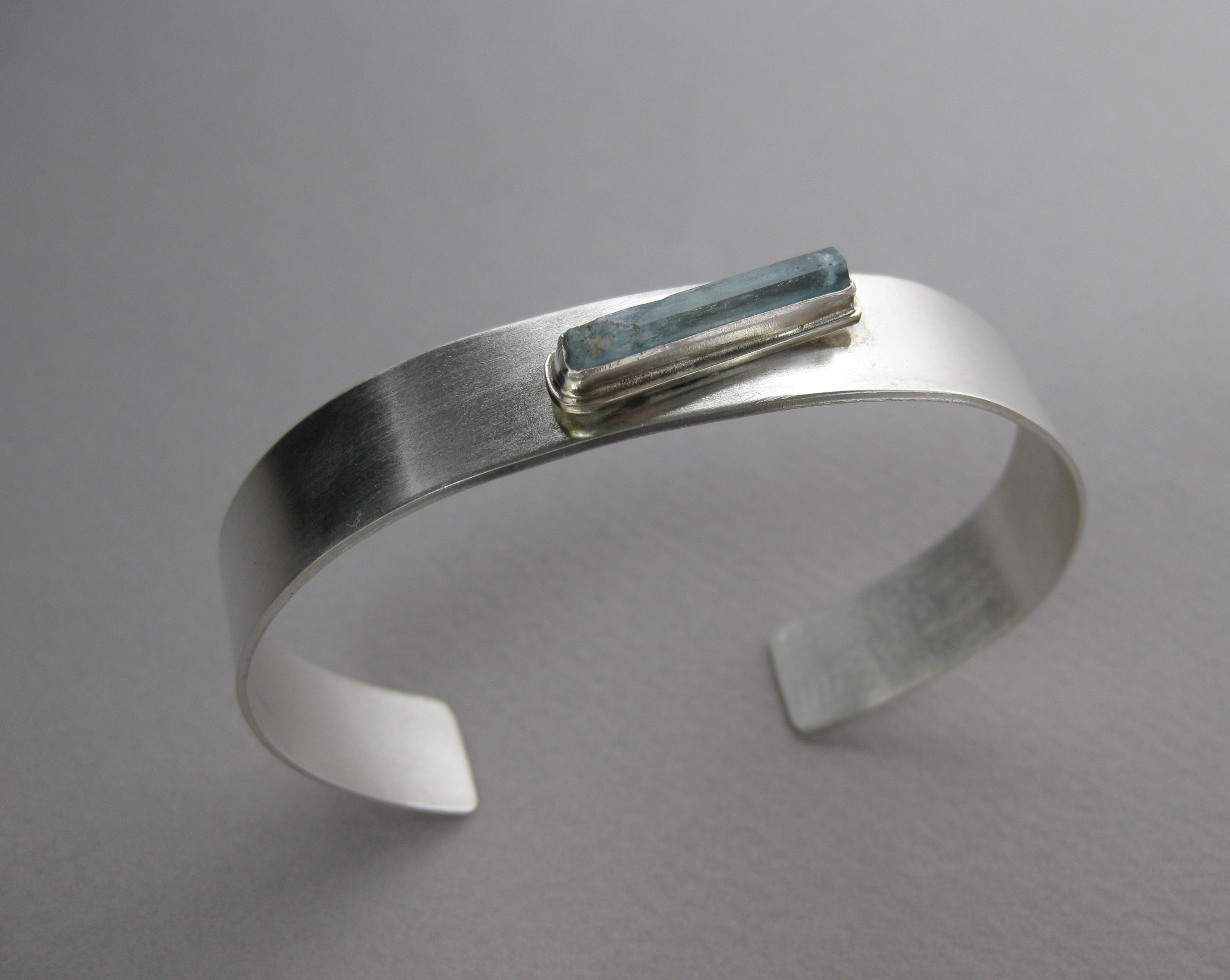 Raw Aquamarine Crystal & Sterling Silver Cuff Bracelet