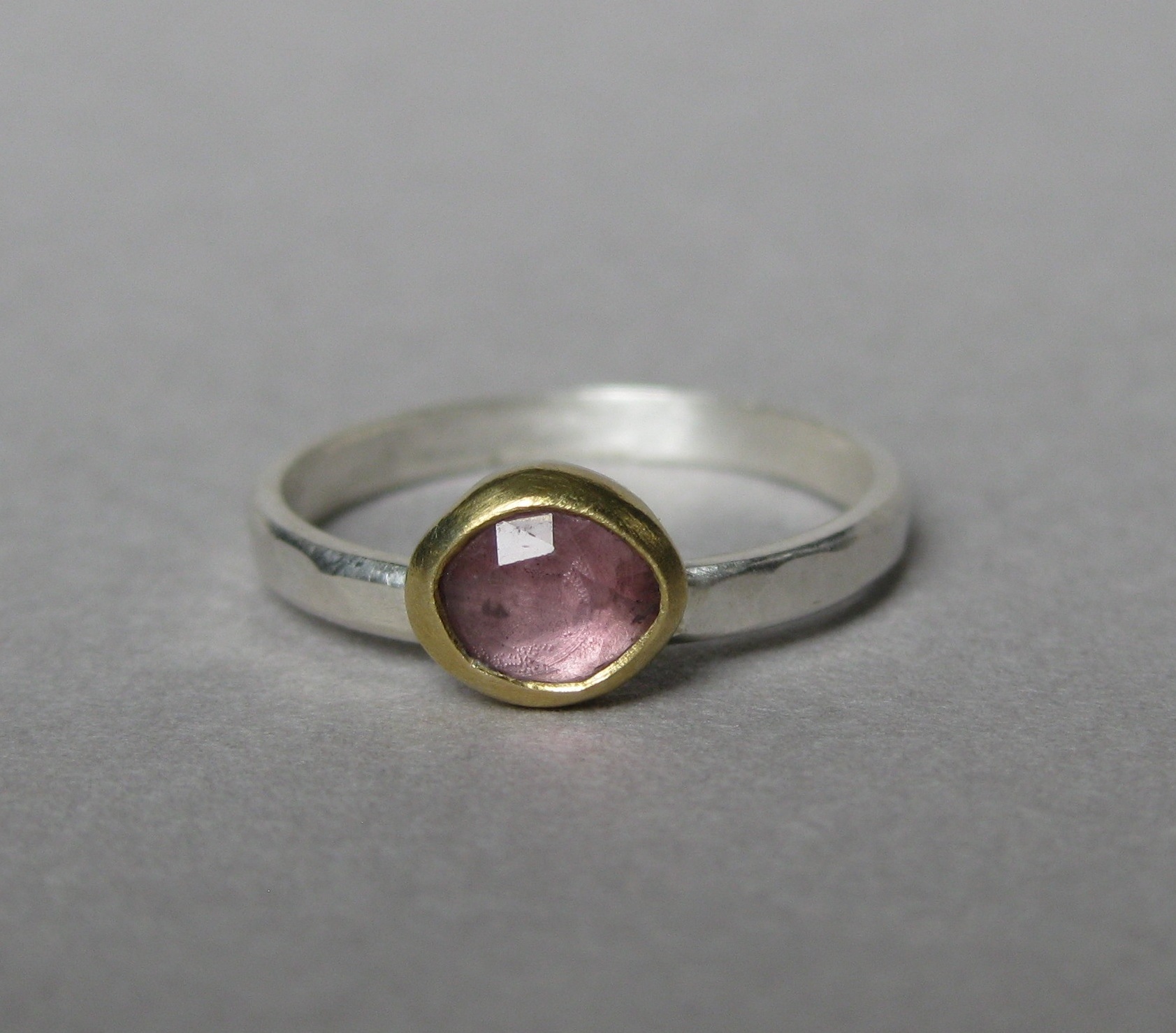 Rose Cut Pink Sapphire Stacking Ring