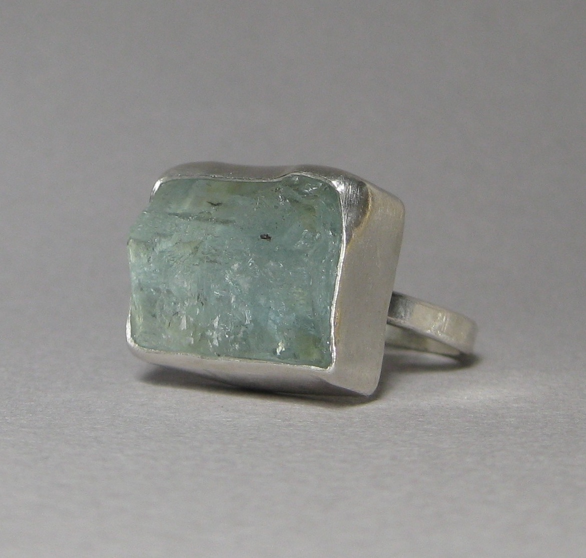 Raw Aquamarine Crystal Ring