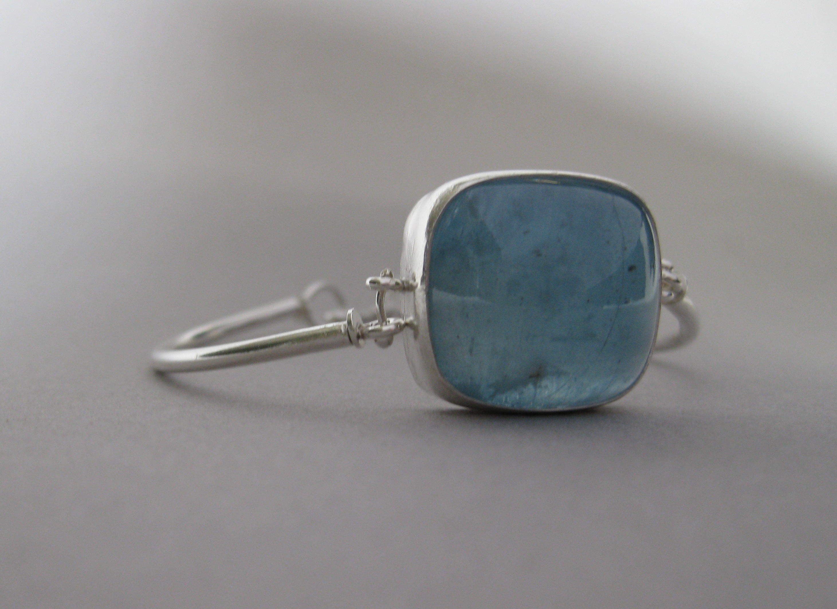 Big Square Aquamarine Cabochon Bracelet