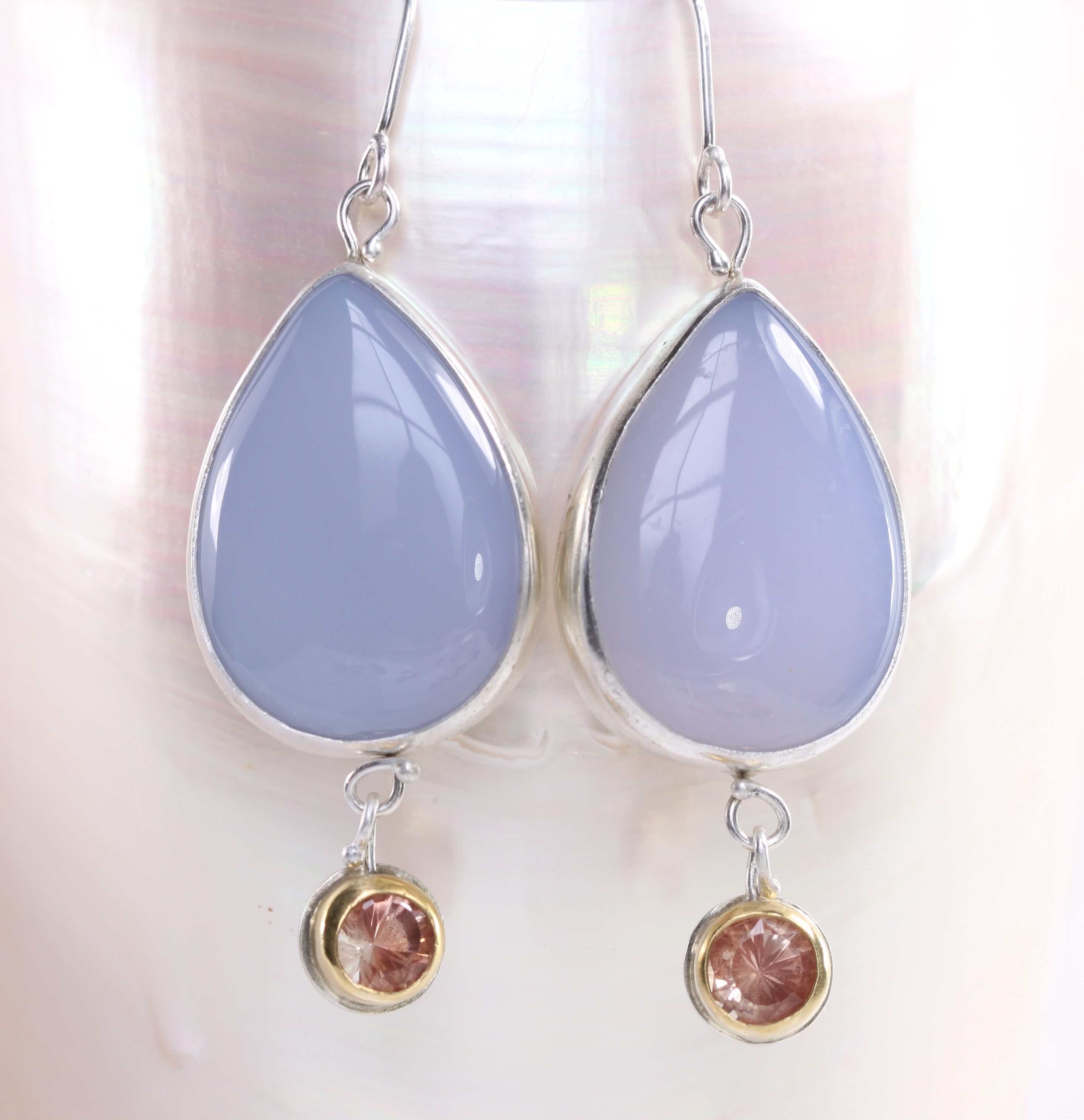 Lavender Chalcedony & Oregon Sunstone Earrings