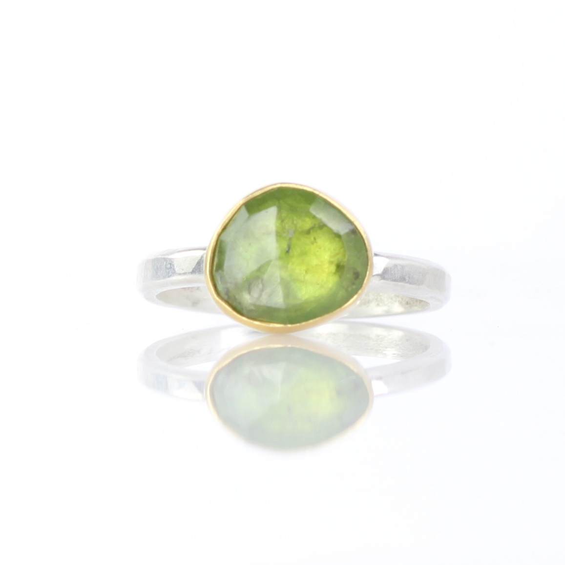 Rose Cut Green Garnet Ring