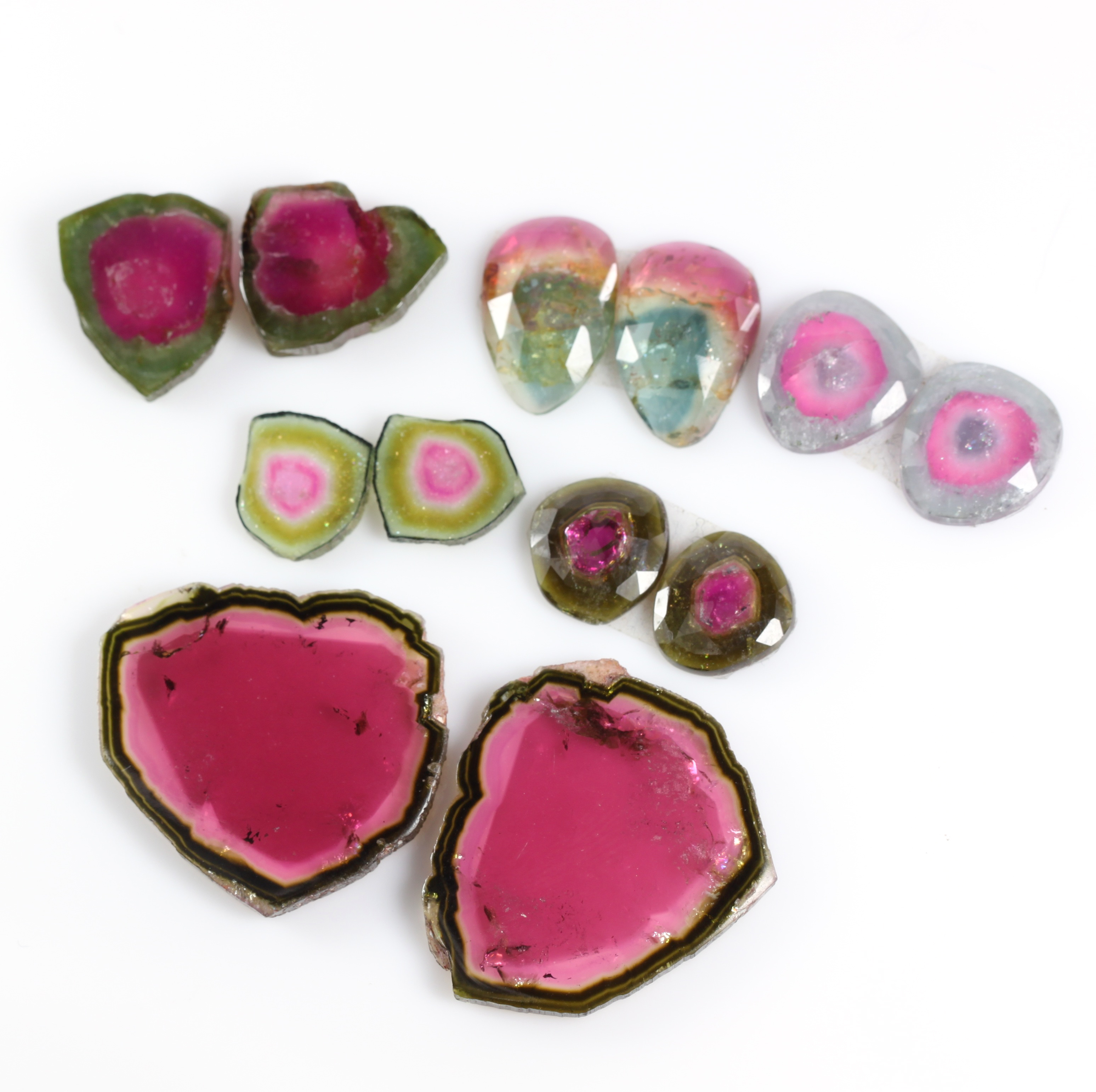 Batch of Watermelon Tourmaline Slices & Rose Cuts