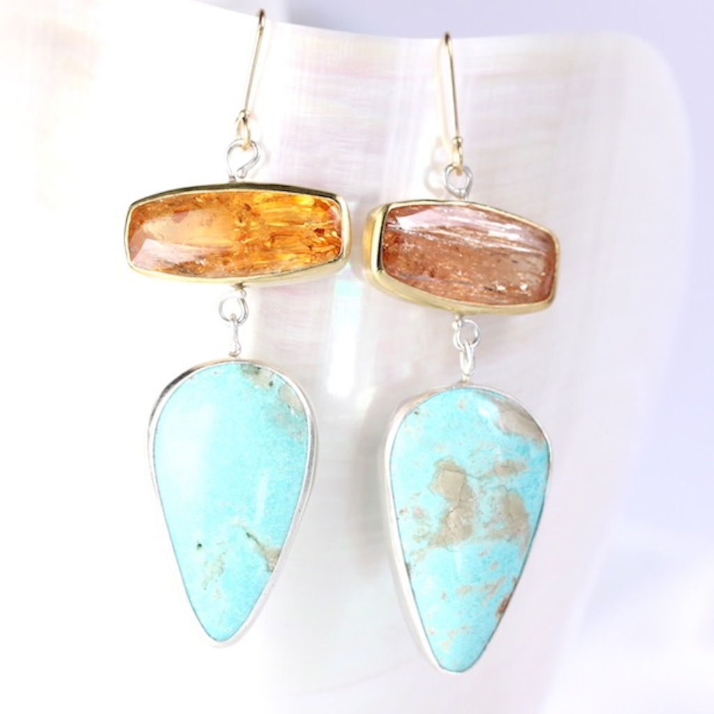 Imperial Topaz Earrings With Turquoise Drops