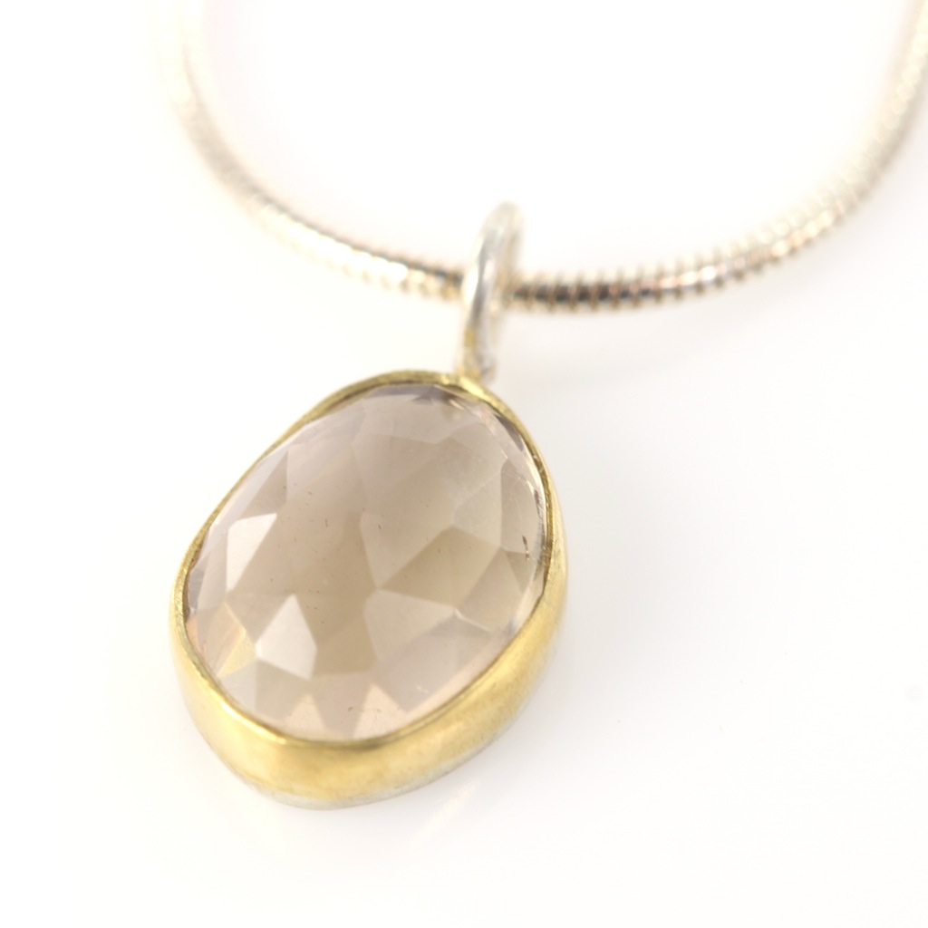 Rose Cut Champagne Citrine Pendant Necklace