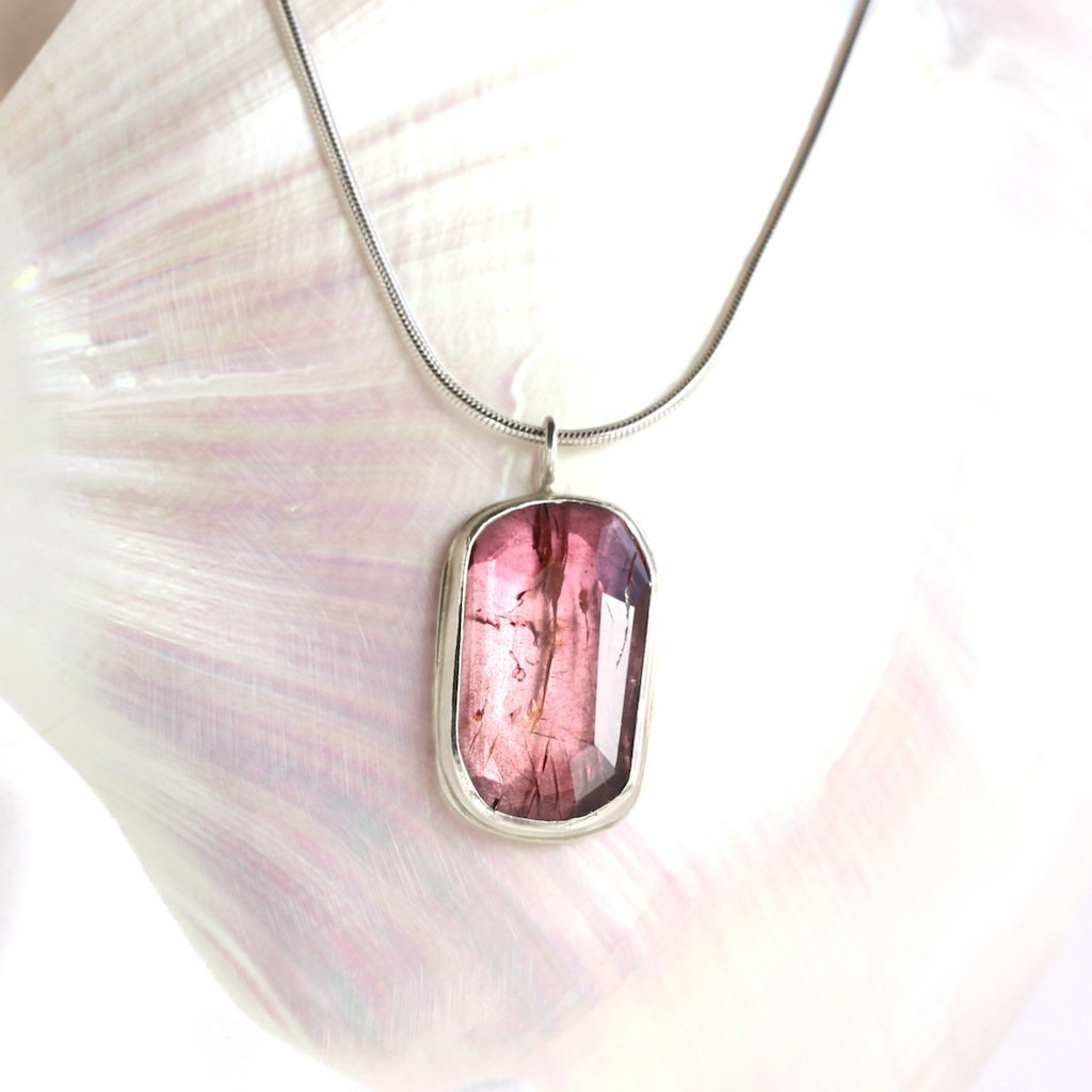 Rose Cut "Orchid" Tourmaline Pendant