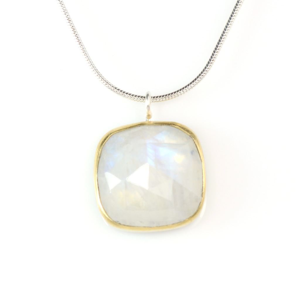 Square Rainbow Moonstone Pendant