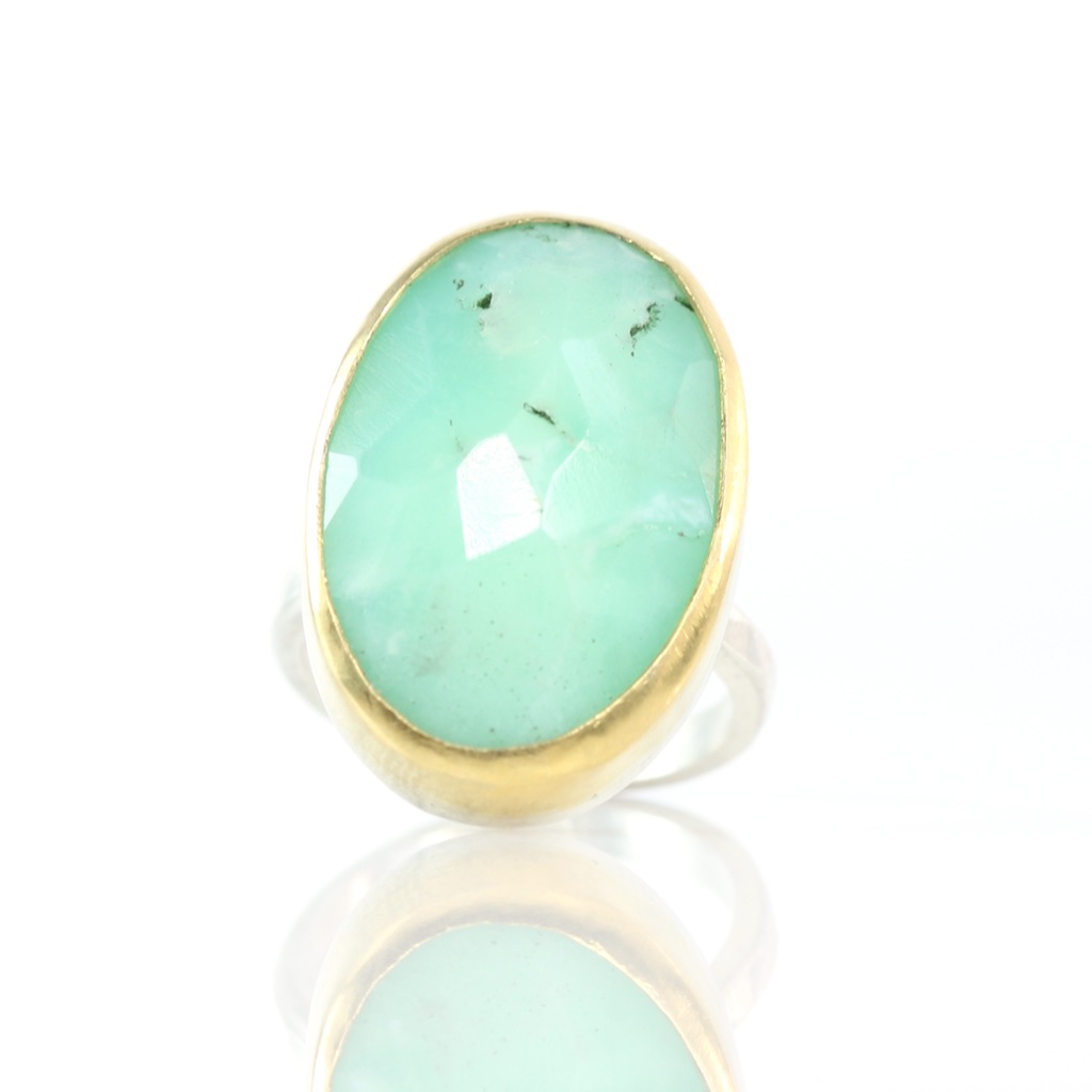 Rose Cut Chrysoprase Ring