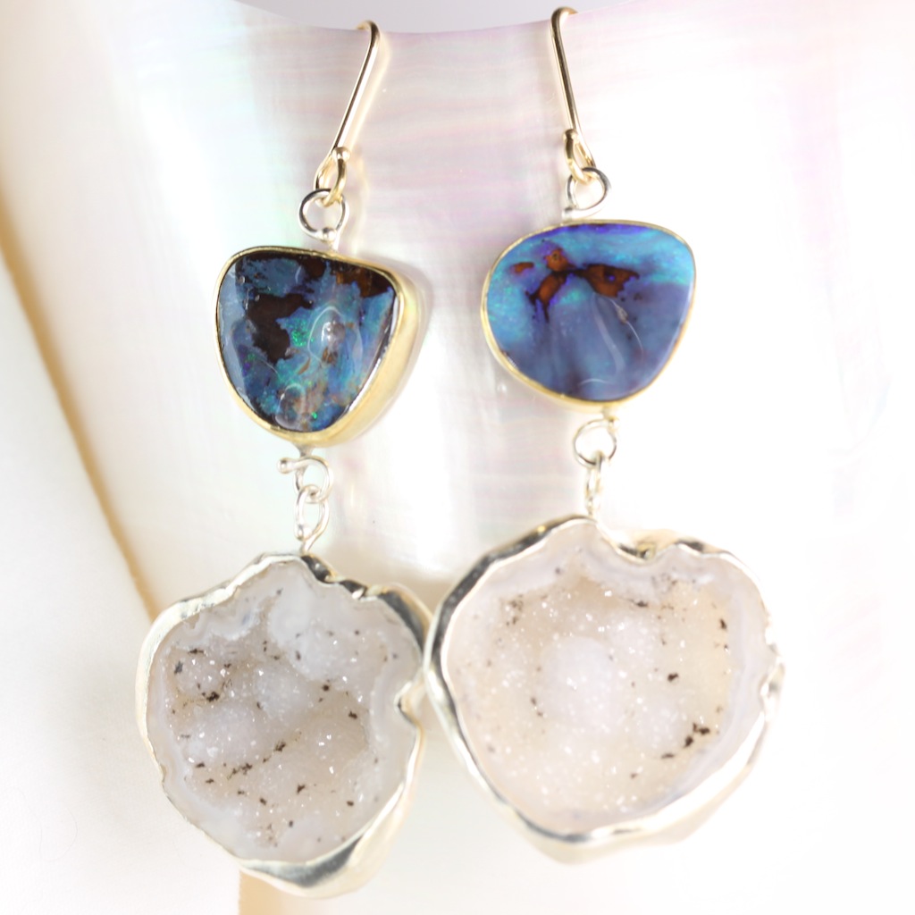 Geode Opal Earrings 1-2015