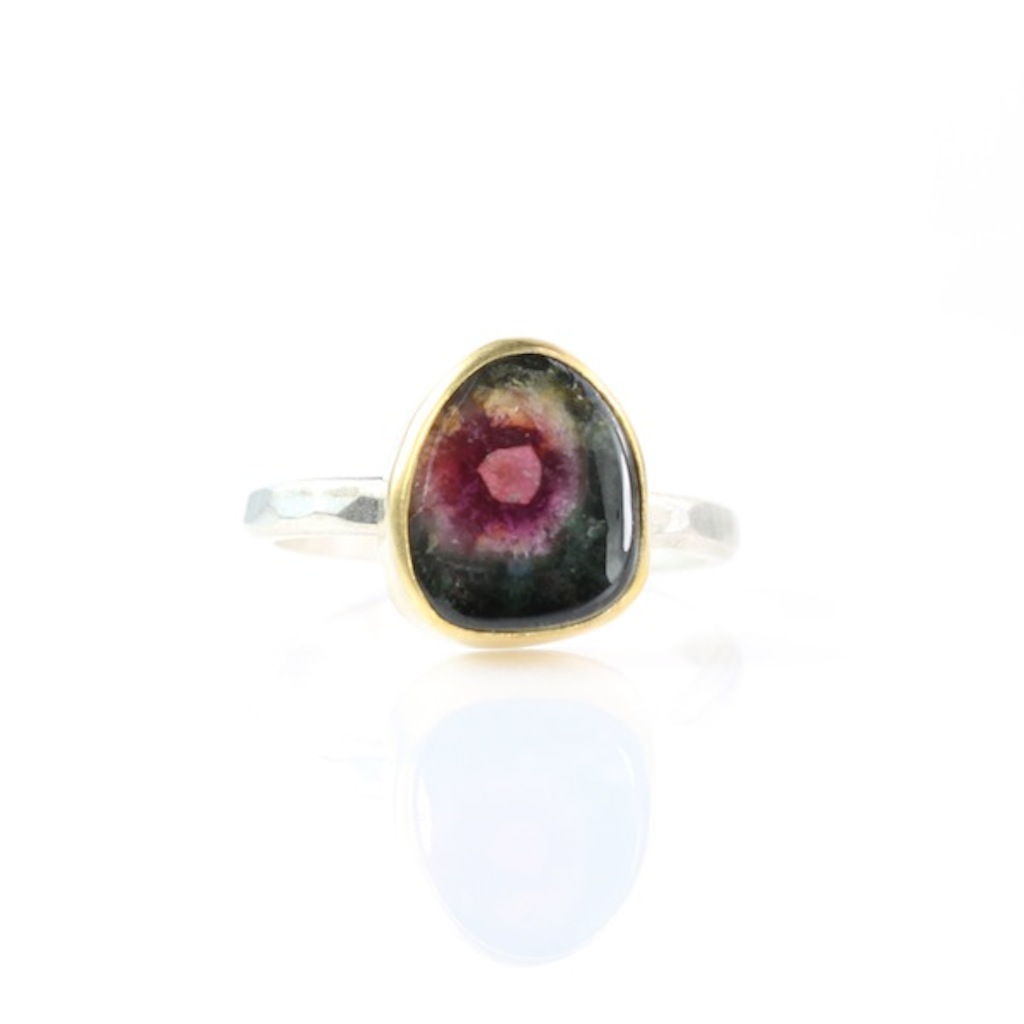 Watermelon Tourmaline Slice Ring