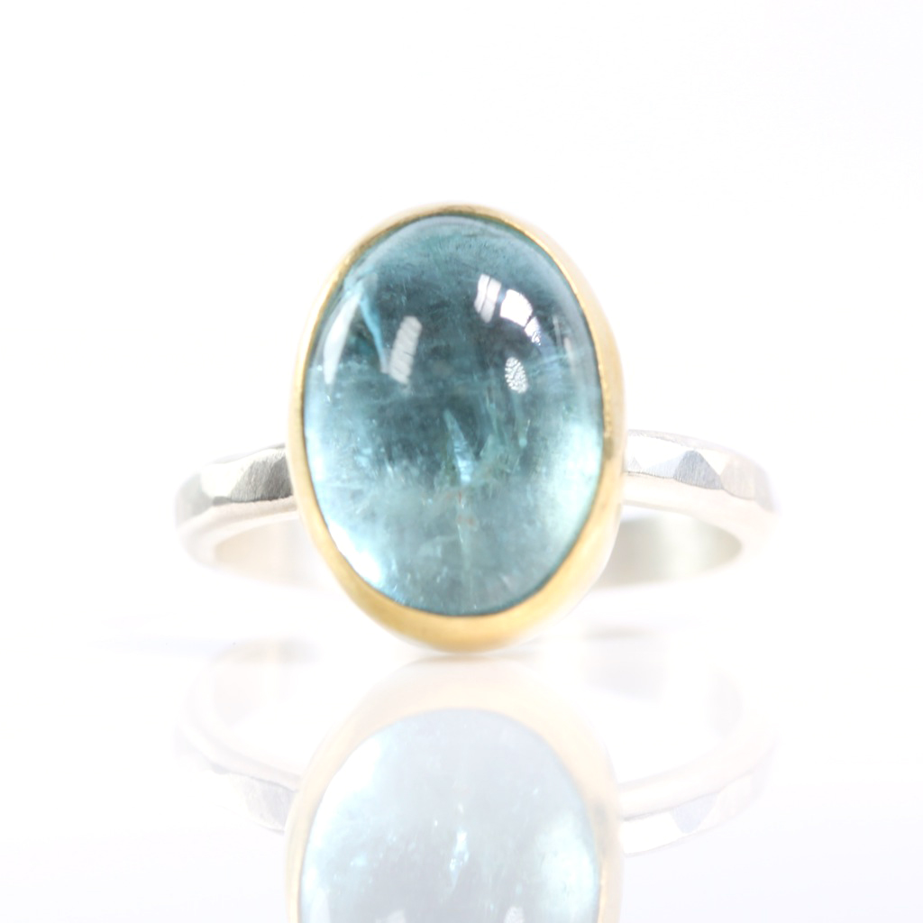 Aquamarine Oval Cabochon Ring