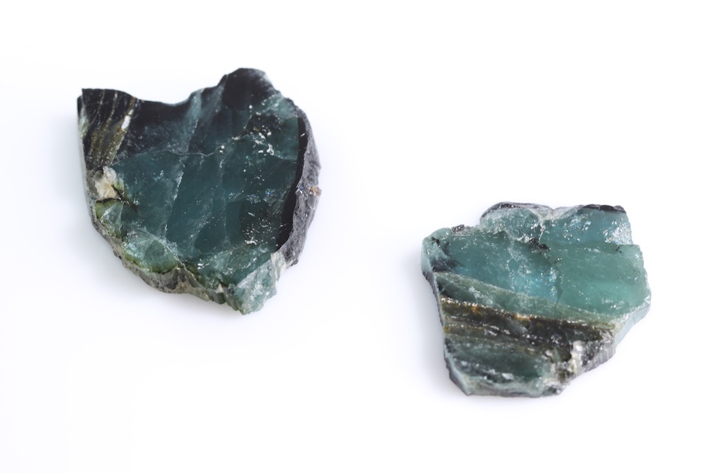 Indicolite specimen slices from Madagascar