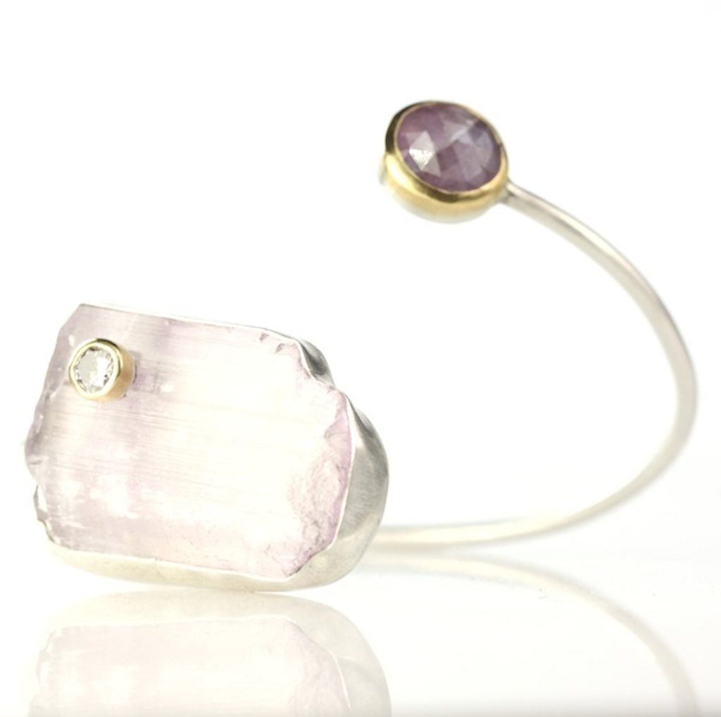 Raw_Pink_Kunzite_Diamond_Sapphire_Bangle 2016